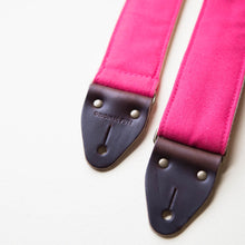 Hot pink vintage-style cotton canvas guitar strap made by Original Fuzz.