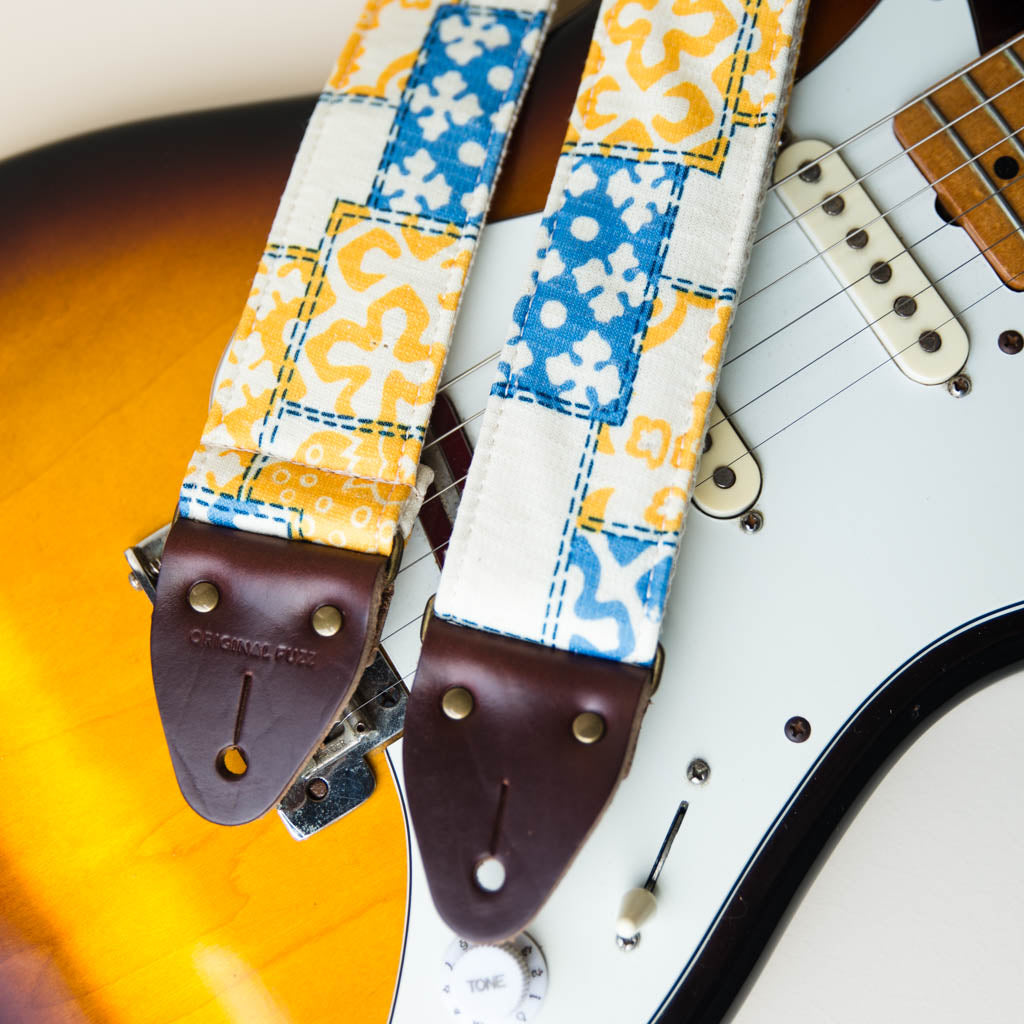 70s print vintage guitar strap made with reclaimed polyester by Original Fuzz.