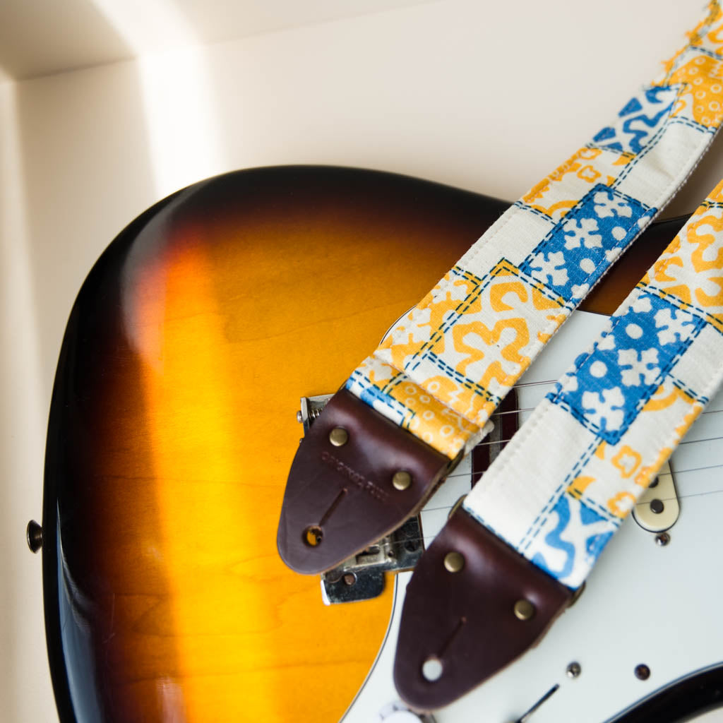 70s print vintage guitar strap made with reclaimed polyester by Original Fuzz.