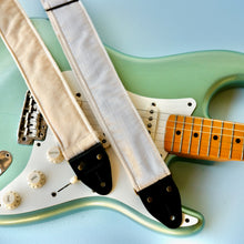 Cream velvet vintage-style guitar strap made in Nashville by Original Fuzz.