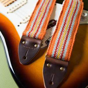 Peruvian Guitar Strap in Orange Stripes Product detail photo 3