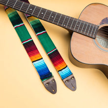 Green Mexican serape blanket guitar strap in Avocado by Original Fuzz