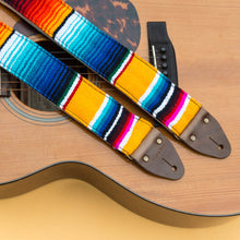 Yellow Mexican serape blanket guitar strap in El Dorado by Original Fuzz