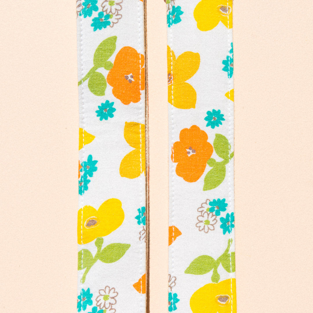 summery orange and yellow vintage floral guitar strap by Original Fuzz