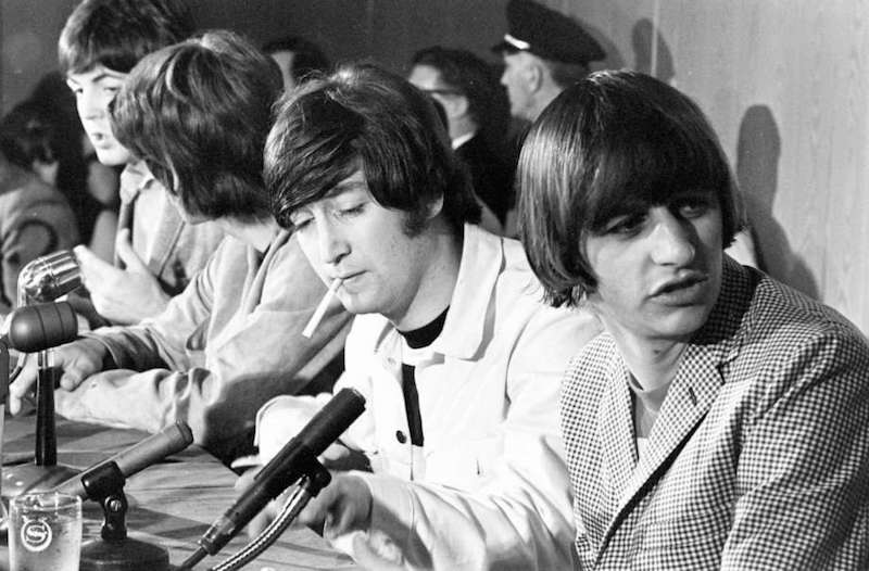 Rare photo from a Beatles interview in Houston, TX in 1965