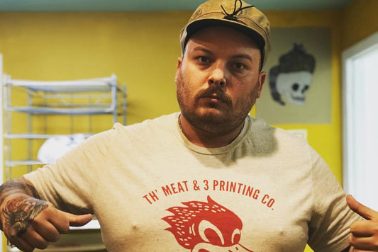 Print maker Carl Carbonell of The Meat & 3 Printing Co.