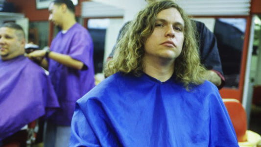 Jay Reatard at the barber shop getting his hair cut