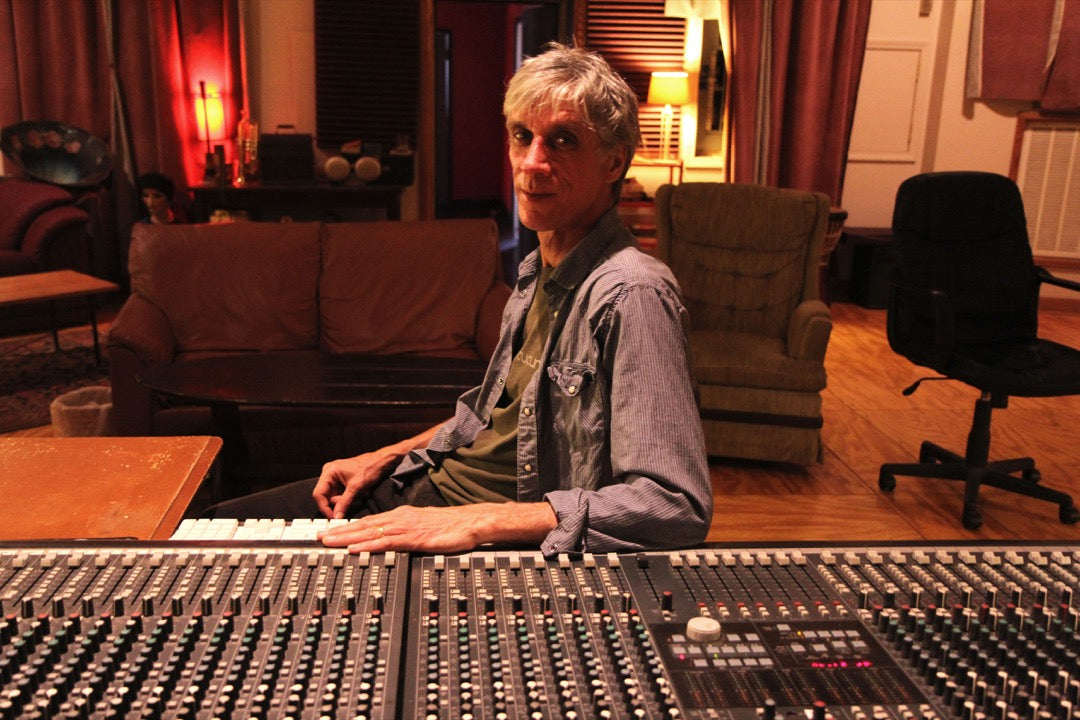 Acclaimed producer and engineer Roger Moutenot at the mixing board in his Nashville studio