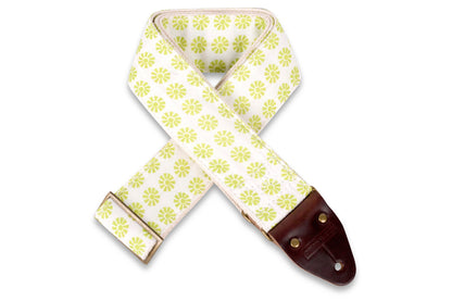 Vintage lime floral guitar strap by Original Fuzz. 