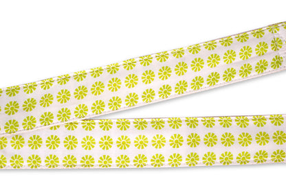 Vintage lime floral guitar strap by Original Fuzz. 