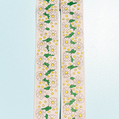 retro 60s green yellow cream floral silkscreen artist series Boytoy LilKool guitar strap by original fuzz