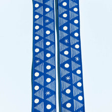 blue white artist series silkscreen Alex Bleeker Real Estate guitar strap by original fuzz 