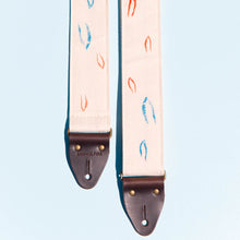 red white blue minimalist silkscreen guitar strap in artist series Matt Kivel by original fuzz 