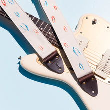 red white blue minimalist silkscreen guitar strap in artist series Matt Kivel by original fuzz