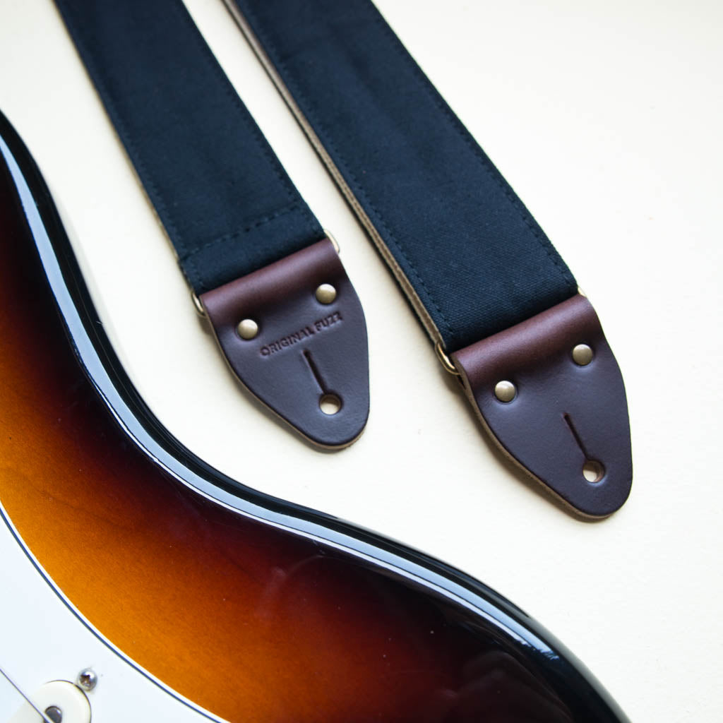 solid black canvas guitar strap by original fuzz