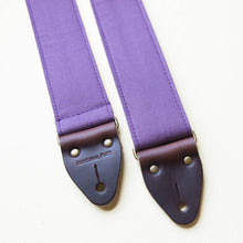 Purple cotton canvas vintage-style guitar strap made by Original Fuzz in Nashville, TN.