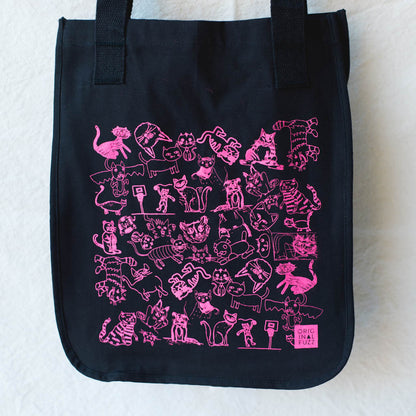 Cat Tote Bag in Black