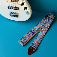 Navy paisley cotton guitar strap handmade in Nashville.