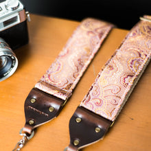 shimmering pink paisley nashville vintage style camera strap by original fuzz