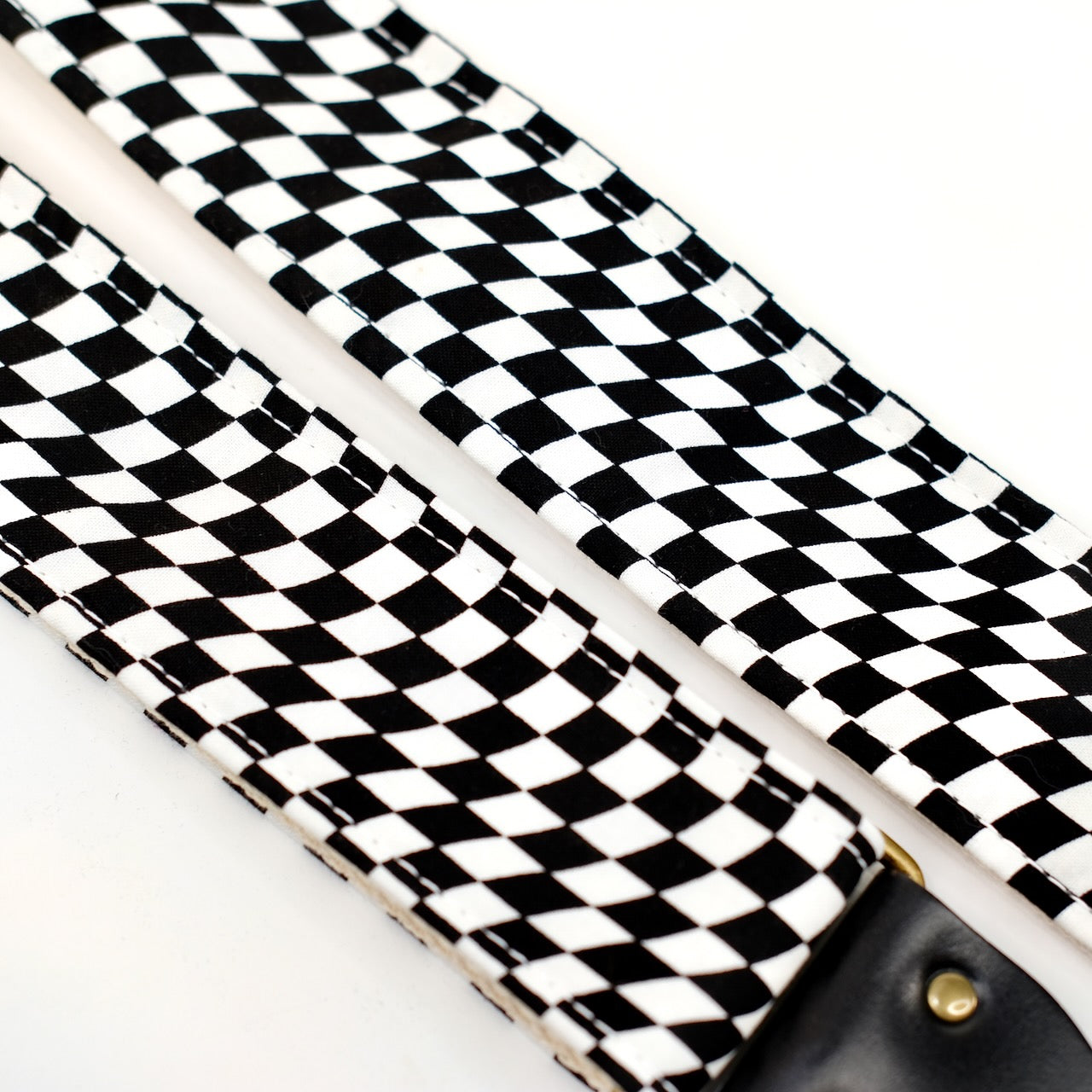 Checked Guitar Strap in Black and White