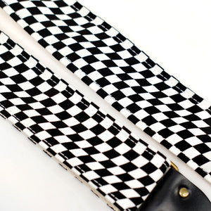 Checked Guitar Strap in Black and White Product detail photo 0