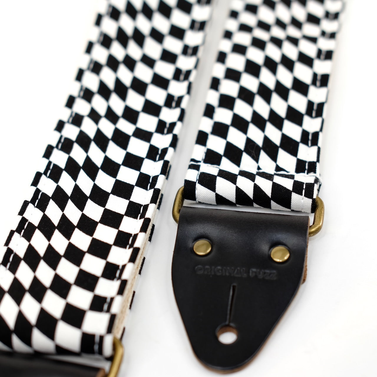 Checked Guitar Strap in Black and White