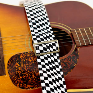 Checked Guitar Strap in Black and White Product detail photo 3