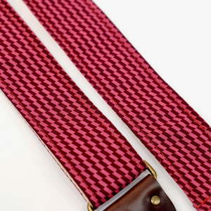 Checked Guitar Strap in Burgundy Product detail photo 2