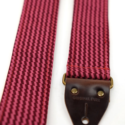 Checked Guitar Strap in Burgundy