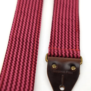 Checked Guitar Strap in Burgundy Product detail photo 0