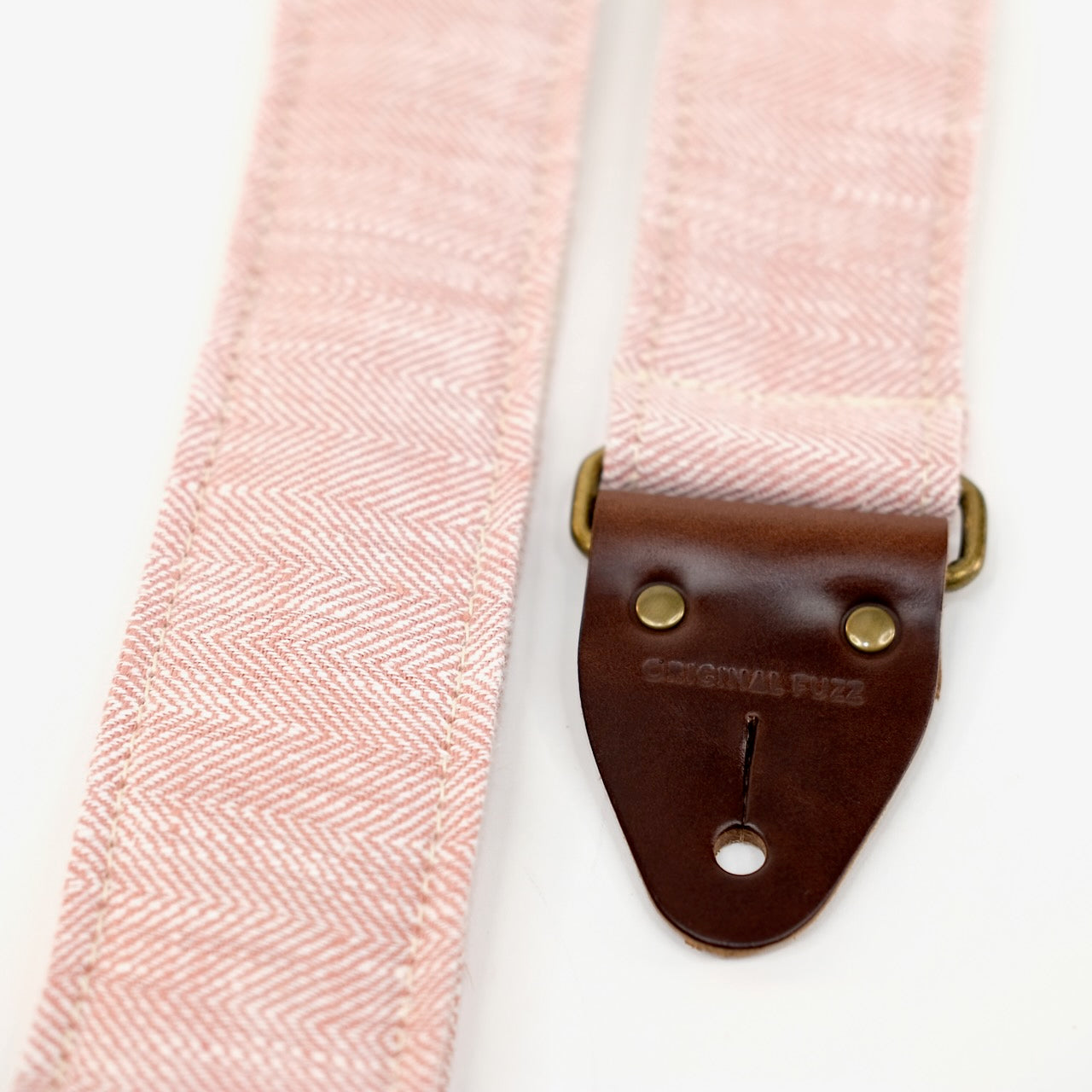 Herringbone Guitar Strap in Rose Quartz