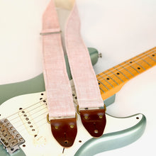 Herringbone Guitar Strap in Rose Quartz