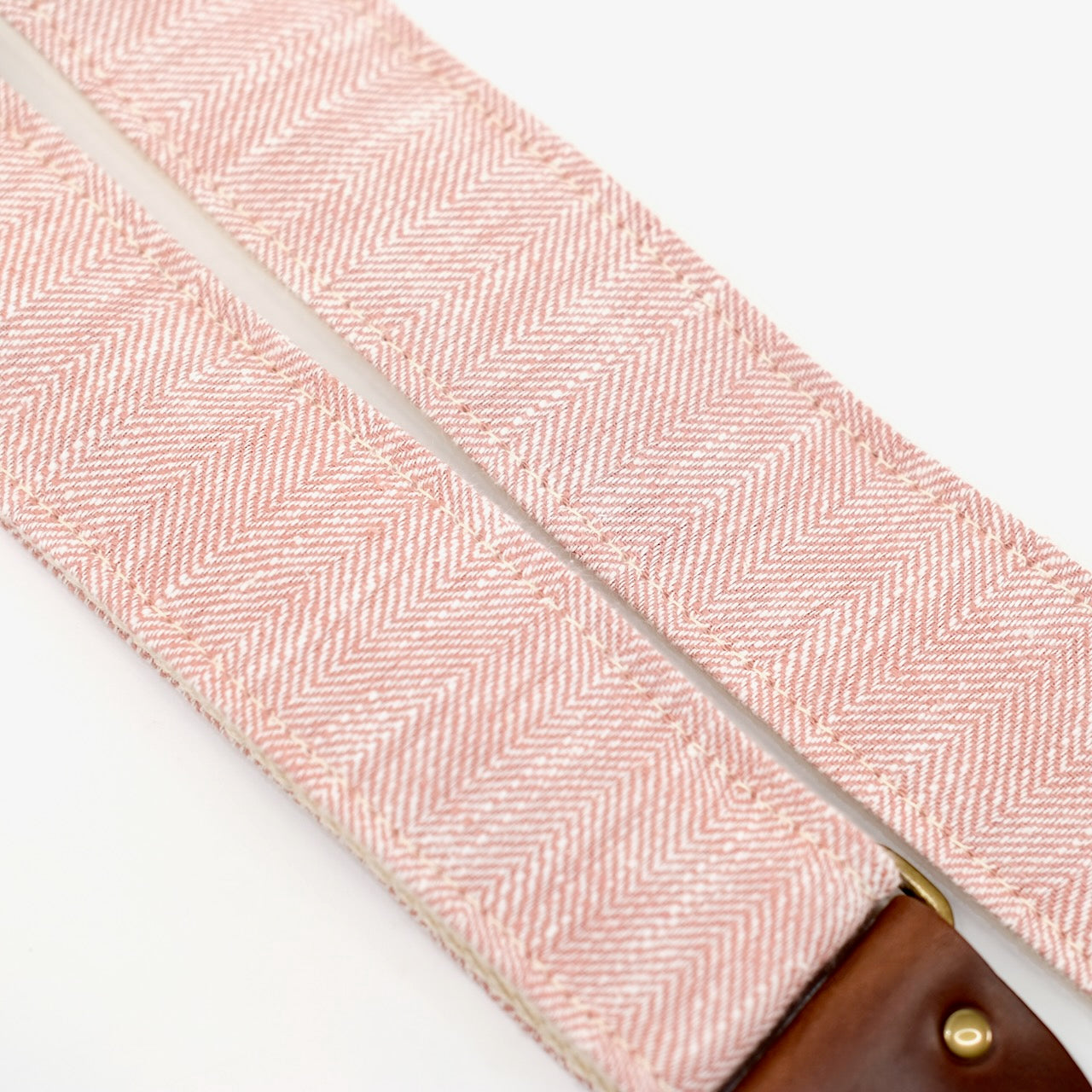 Herringbone Guitar Strap in Rose Quartz