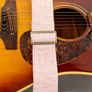 Herringbone Guitar Strap in Rose Quartz Product detail photo 3