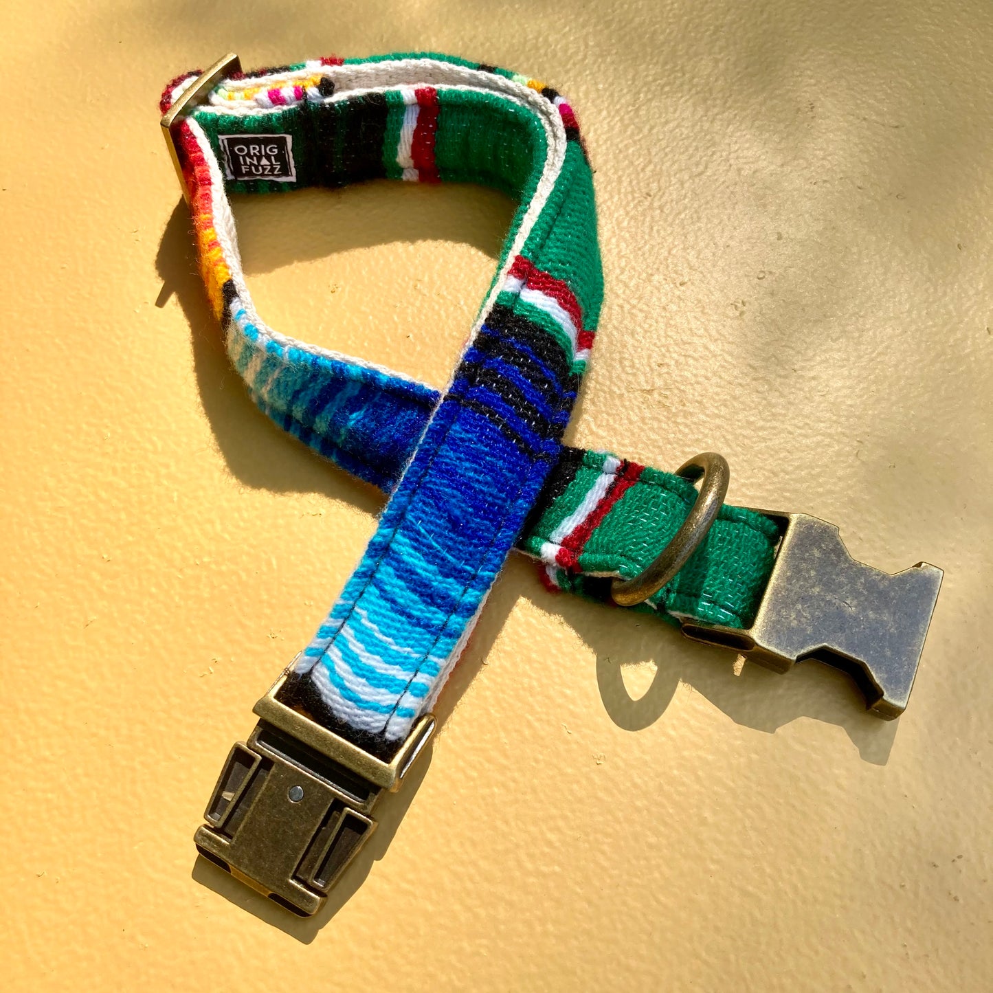 Large Serape Dog Collar in Green Serape