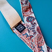 Navy and red paisley guitar cotton guitar strap handmade in Nashville. 