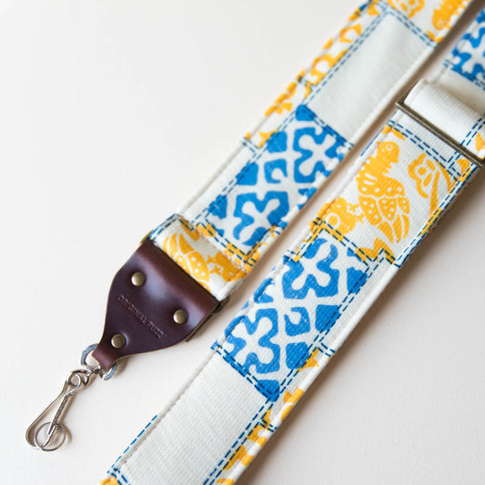 vintage camera strap made with 70s reclaimed polyester by Original Fuzz.