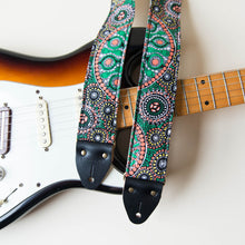 Australian aboriginal artisan designed print handmade guitar strap by Original Fuzz in Nashville.