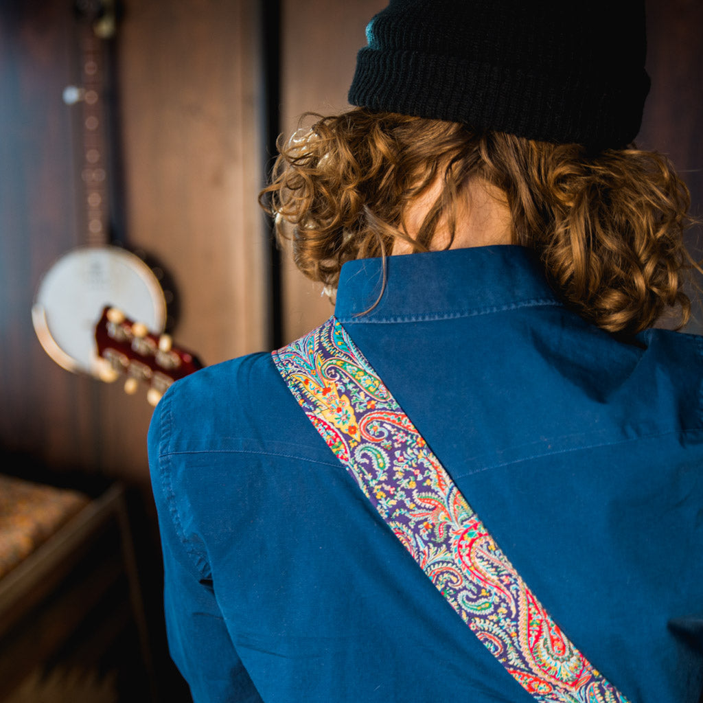 Purple paisley vintage-style guitar strap by Original Fuzz.