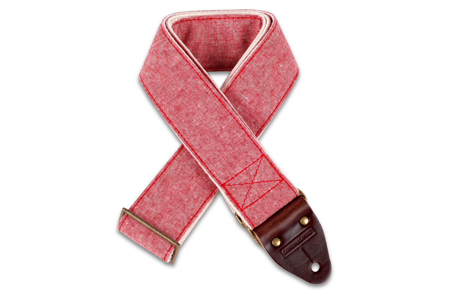 Nashville guitar strap in soft red linen "Berry Hill"