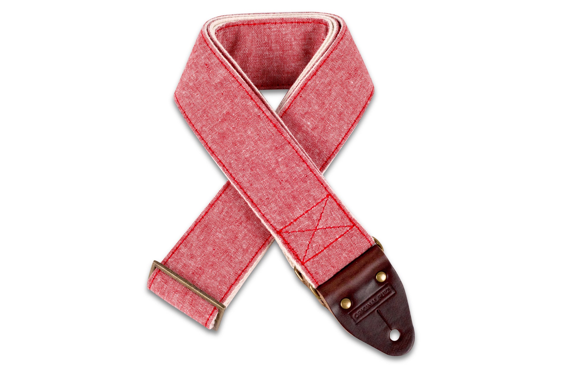 Nashville guitar strap in soft red linen "Berry Hill"