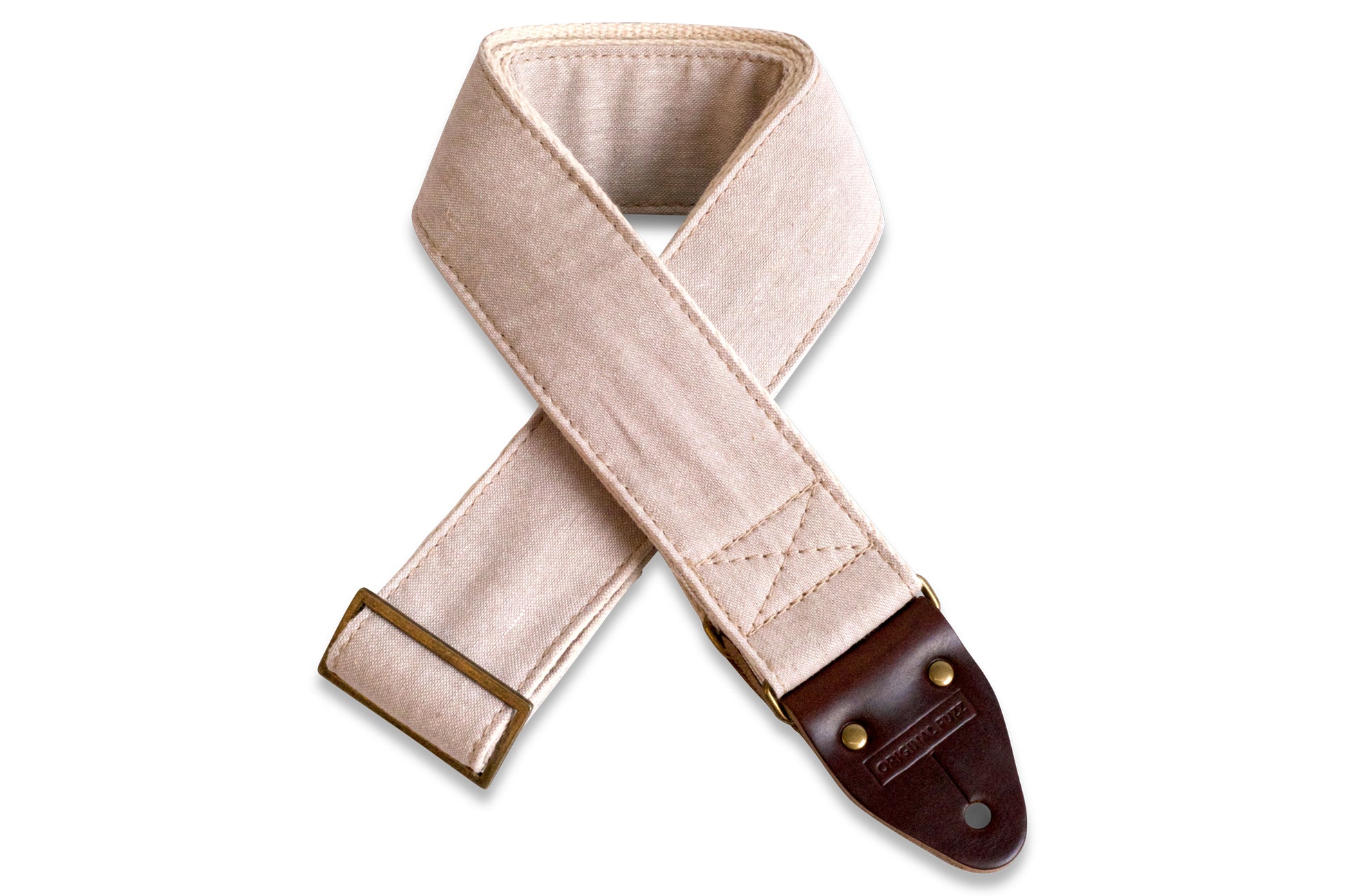 Nashville guitar strap in cream woven fabric that we call "Hillsboro Village"