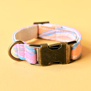 Small Print Dog Collar in Pink & Blue Sherbet Swirl Product detail photo 0