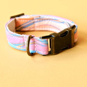 Small Print Dog Collar in Pink & Blue Sherbet Swirl Product detail photo 2