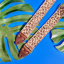 original fuzz summer sale 2019 leopard print guitar strap made with repurposed fabric.