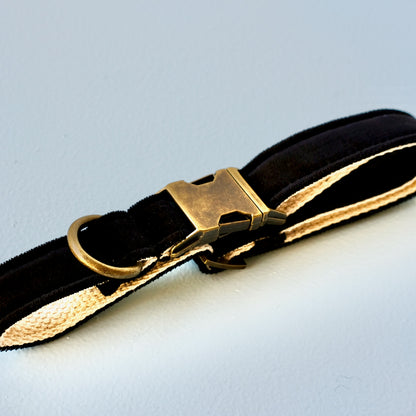 Original Fuzz black velvet dog collar made in Nashville. 