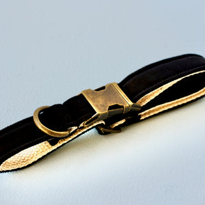 Small Velvet Dog Collar in Black Product detail photo 1