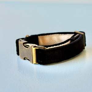 Small Velvet Dog Collar in Black Product detail photo 0
