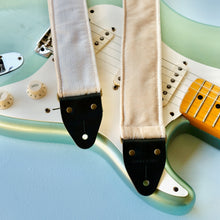 Cream velvet vintage-style guitar strap made in Nashville by Original Fuzz.