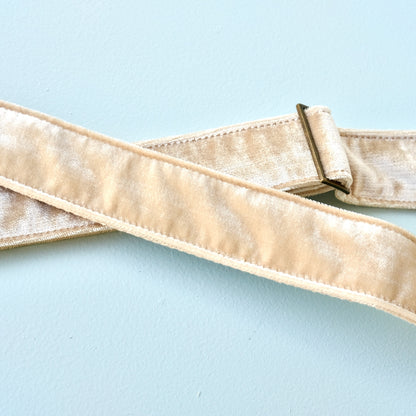 Cream velvet vintage-style guitar strap made in Nashville by Original Fuzz.